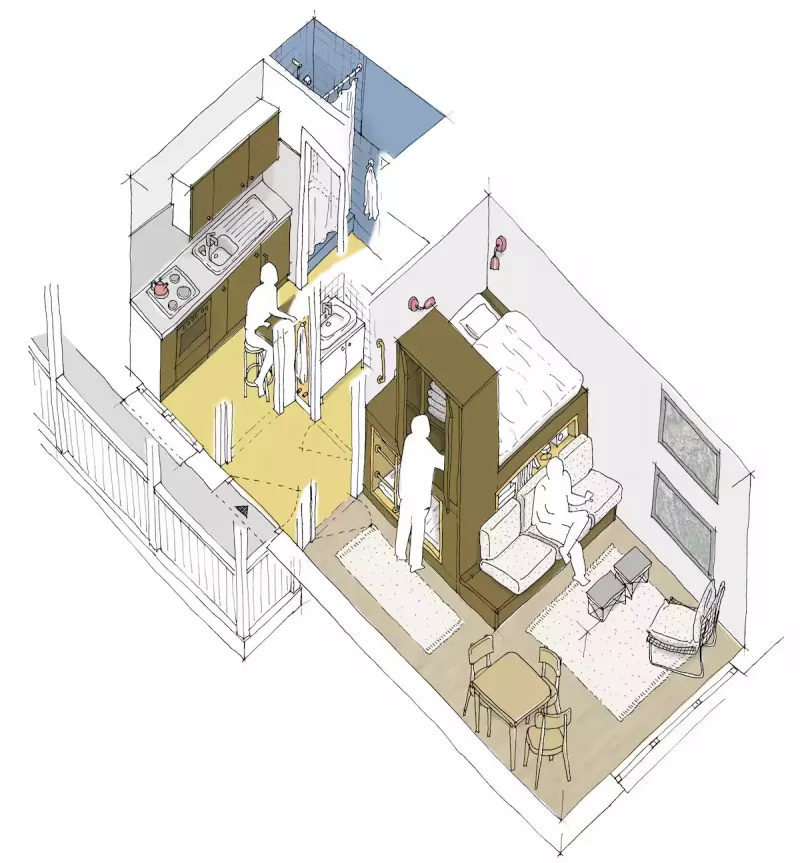 Plan en perspective du studio